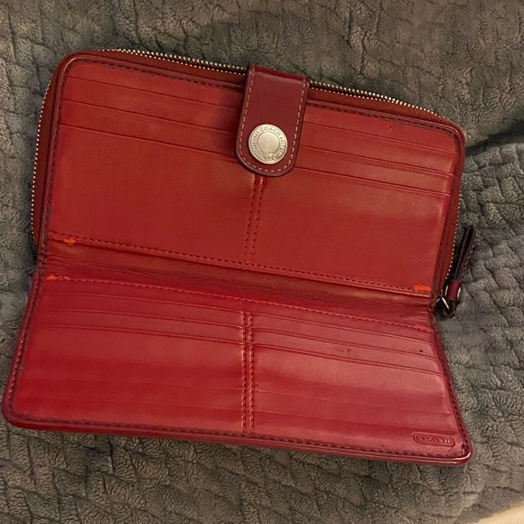 Red and Brown Coach Logo Wallet - Picture 2 of 4